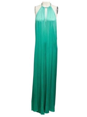 ANTONELLI FIRENZE EMERALD GREEN LOSAVIO SILK SATIN JUMPSUIT